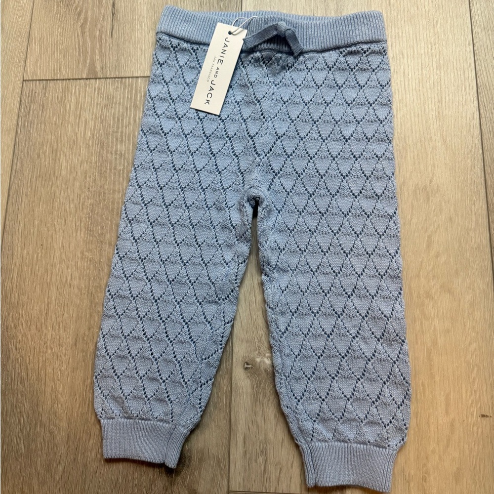Janie and Jack Blue Knit Baby Pants (12-18 months)
